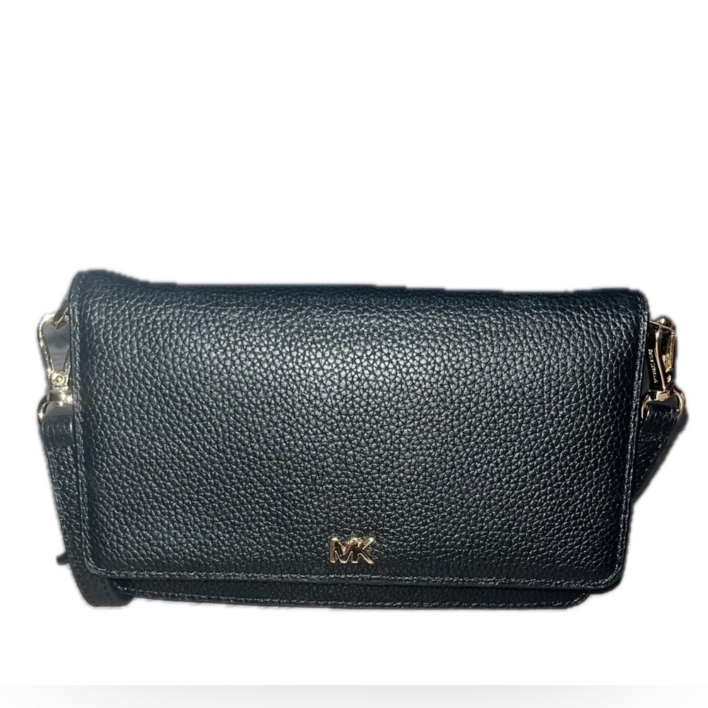 Michael Kors Black Crossbody Bag with Gold Accents